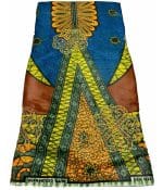 Blue, Brown, Yellow, Green, Orange, Red, and Black mix of Bazin Diamond African Print Fabrics